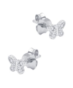 Butterfly Shaped CZ Silver Stud Earring STS-6464